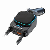 Retractable Car Charger 96W with Bluetooth Car Adapter, 4 in 1 Fast Charging, Radio Bluetooth 5.3 FM V1366-AZ2-W-21785