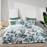 Bianca Abbey Green Cotton Sateen Tropical Floral Quilt Cover Set King V442-BCA-QUILTCS-ABBEY-GREEN-KI