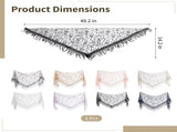 8PCS Triangle Lace Mantilla Set, Floral Triangle Head Covering Scarf, Embroidered Fringe Chapel V1192-AZ-W-18368