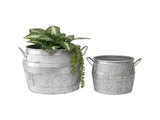 Set 2 Industro Chic Barrel Pot Planters 38cm V637-13260PLN