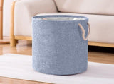 Foldable Laundry Bask Large Capacity Canvas Hamper Sisal Handle Dorm Bedroom Bathroom Storage Tote V1370-AZ4-09164