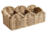 Woven Desktop Organizer ,8.27in Natural Fiber 3-Slot Storage Caddy with Scalloped V1369-AZ3-W-14725