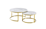 Nesting Style Coffee Table - White on Gold Stainless Steel - 80cm/60cm V292-NEST-WHT011