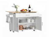 Artiss Kitchen Island Trolley Rolling Serving Cart Storage Drawer Cabinet 90cm White FUR-S-KI-FLD90-WH-AB
