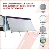 4m Caravan Privacy Screen Side Sunscreen Sun Shade for 14' Roll Out Awning V63-823591