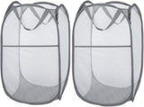 2 Pack Foldable Mesh Laundry Baskets with Reinforced Handles Grey Portable for Home Travel Student V1258-DP02-BOL-329