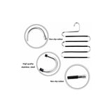 6 Pack Shaped Stainless Steel Non-Slip Pants Hangers For Jeans Scarf Trousers - Black V1188-MS-227-1073