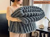 Luxury Rabbit Fleece Double Blanket Soft Flannel Milk Fleece Home Office Throw Dark Grey 200230cm V1221-XM-LB5547-ZS195