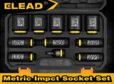 ELEAD 11Pcs 1/2" Drive Deep Impact Socket Set 27-38mm Metric Cr-Mo Wheel Nut Kit V465-70155