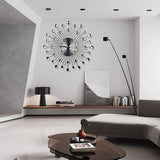 Silver Black Silver Wall Clock Sunburst Wall Clock Home Decor Clock Modern Wall Clock V1347-115-BLA-95045