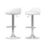 Artiss 2x Bar Stools PU Leather Gas Lift White BA-K-719-WH-X2