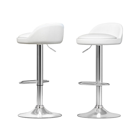 Artiss 2x Bar Stools PU Leather Gas Lift White BA-K-719-WH-X2