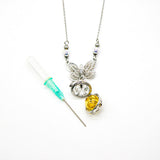 Gift Box - Butterfly White Gold Aroma Necklace Purify Oil Blend V760-GBAJ - 30