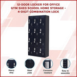 12-Door Locker for Office Gym Shed School Home Storage - 4-Digit Combination Lock V63-839121