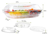 15" Clear Plastic Chilled Serving Tray with Ice Tray & Lid 4-Compartment Party Platter for V1366-AZ2-W-12684