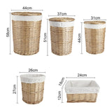 5 Piece Wicker Storage Baskets With Liner Set V915-MB0059