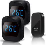 Wireless doorbell with LED, temperature display, waterproof electronic doorbell kit, with 2 plug-in V1188-MS-313-0546