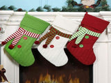 3PCS Knitted Christmas Stocking with Scarf Red Green White Hanging Stockings Classic Xmas Hanging V1366-AZ2-W-13360