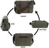 Vintage Genuine Leather Waxed Canvas Briefcase Large Satchel Shoulder Bag Rugged Computer 15.6" V1259-DP01-A-3126