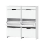 Artiss 2x Shoe Cabinet Organiser 3 Flip Drawer High Gloss White FURNI-L-GS-SHOE02-WHX2