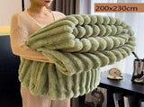 Premium Rabbit Fleece Double Blanket Thick Flannel Milk Fleece Bed Throw Matcha Green 200230cm V1221-XM-LB5555-ZS195
