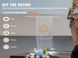 Acrylic Podium, 47" Tall, Clear Acrylic Podium Stand with Wide Reading Surface & Storage Shelf, V952-CTSJTYKLBST47YW3EV0