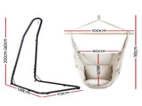 Gardeon Hammock Chair with Heavy Duty Steel Stand HM-CHAIR-PILLOW-CREAM-A