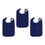 3Pcs Adult Bibs Machine Washable Reusable Adjustable for Seniors Elderly Men dark blue V1369-AZ3-W-18919