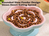 Ceramic Cat Dog Slow Feeder Bowl Caribbean Blue Paw Print Elevated Anti-Choke Pet Bowl 180g 200ml V1221-XM-LB8588-GM274