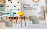 Fabric Ottoman Round Wooden Leg Foot Stool - GREY V274-FT-GQST01-GY