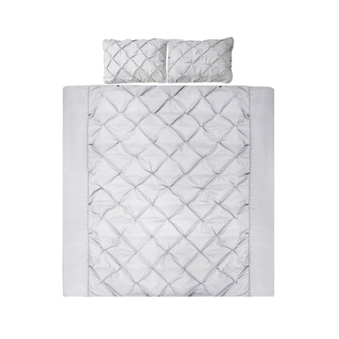 Giselle Bedding Quilt Cover Set Diamond Pinch Grey Queen QCS-DIAM-GY-Q