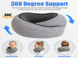 Dark Gray Velcro Tape Memory Foam U-Shaped Neck Pillow - Snail Travel Cushion for Airplane, Office V888-ELOSUNG13349