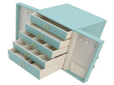 Jewelry Storage Box Leather Double Door Green European Style Storage Case for Necklace Earring Watch V1294-YM0715-3117220125011