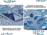 Blue Garden Coverlet Set with Quilted Floral Pattern and Pillowcases V745-MAC080601Q13U