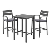 Gardeon 3Pcs Outdoor Bar Set Stools Dining Chairs Table Patio Aluminium Bistro Set Black ODF-BARSET-BK-3SET-AB