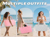 Waterproof Hexagon Mesh Beach Bag Large Capacity Travel Storage Tote for Swimwear Towel Sunglasses V1258-BAG-HS04-L-FLP