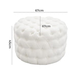 Bouclé White Ottoman-Round V264-OTM-802V-WHE