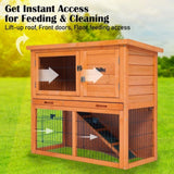 Rabbit Hutch Chicken Coop 92 x 45 x 82cm 2 Storey Cage Run Aria V274-PET-RH401