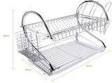 Metal Dish Drying Rack Kitchen-2-Tier with Drain Board V178-17945