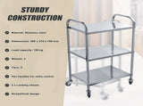3 Tiers Food Trolley Cart Stainless Steel Utility Kitchen Dining Service V63-827561