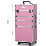 Embellir Makeup Case Beauty Trolley Cosmetic Organiser Box Travel Wheels Pink CASE-MU-4T-081-PI