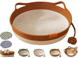 Instinct Basket for Cats, Cat Bed, Under 10kg Cotton Rope Cat Bed with Cushion, Large Foldable V1366-AZ2-W-10893