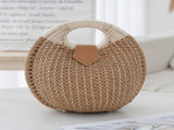 Khaki Boho Circle Straw Bag - Stylish Woven Tote with Round Handles V888-ELOSUNG21378