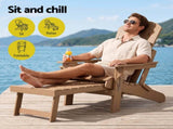Gardeon Folding Sun Lounger Adirondack Chair Outdoor Lounge Setting HDPE Recliner Footrest Khaki FF-BEACH-HEFD-OTTO-KH