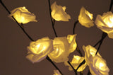 1 Set of 50cm H 20 LED White Rose Tree Branch Stem Fairy Light Wedding Event Party Function Table V382-WHROSESTEMBATT