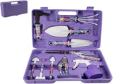 10 Pcs Garden Tool Set with Floral Print Ergonomic Handles, Includes Spray Bottle and Storage Case, V1237-ZY-917-177