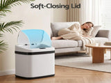 Devanti 15L Motion Sensor Bin Touchless Bins Soft-Close Rubbish Trash Can White SB-E-15L-WH