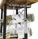CARLA HOME Wine Rack Countertop Wooden & Metal Holder for 6 Bottles & 2 Glasses LSB-36089