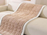 Boho Plush Couch Cover Fuzzy Accent Soft Couch Mat with Geometric Textured Slipcovers Washable V1192-AZ-W-33663