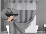 Grey Hook Free Waffle Weave Shower Curtain - Double Layer Curtain with Removable V888-ELOSUNG55235-8